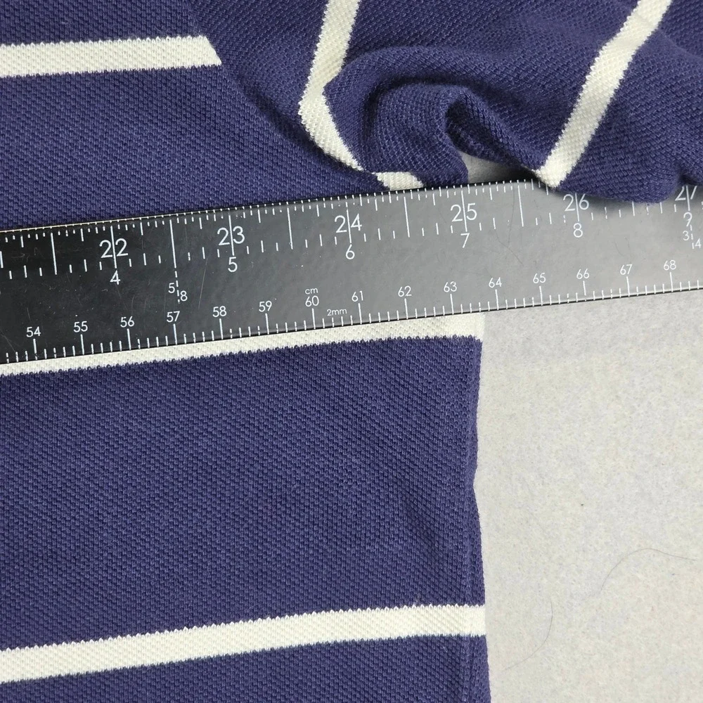 Polo Ralph Lauren Mens XXL Navy Blue White Striped Short Sleeve Pique Polo Shirt